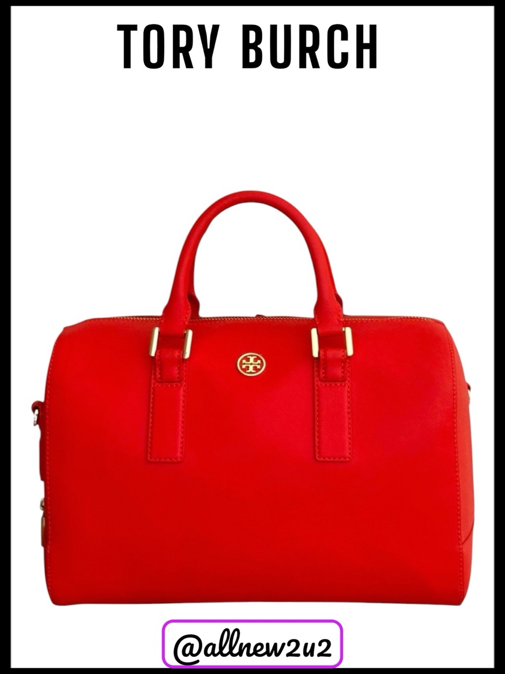 Tory Burch Robinson Dome Satchel With Crossbody Shoulder Strap Tory Red